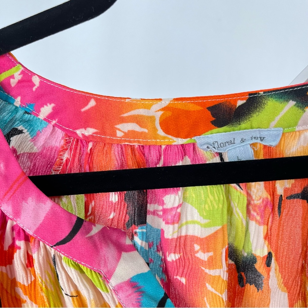 Vibrant Floral Peasant Blouse - Multi - Picture 3 of 5